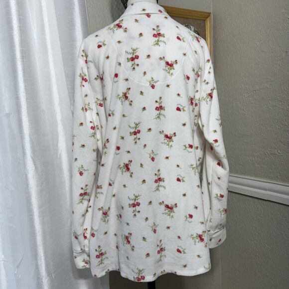 Lauren Ralph Lauren Floral Pajama Top Polar Flece Collared button up Size XL - Picture 10 of 14